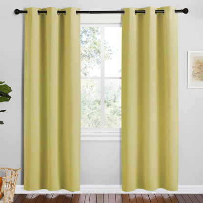NICETOWN Paler Yellow Room Darkening Curtains for Kitchen, Set of 2, 42 inches Wide by 78 inches Long, Window Treatment Thermal Insulated Solid Grommet Room Darkening Curtains/Drapes for Bedroom
