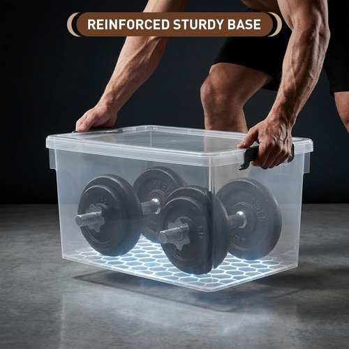 Citylife 33 QT Plastic Storage Bins - Clear Stackable Containers with Lids & Secure Latching Buckles