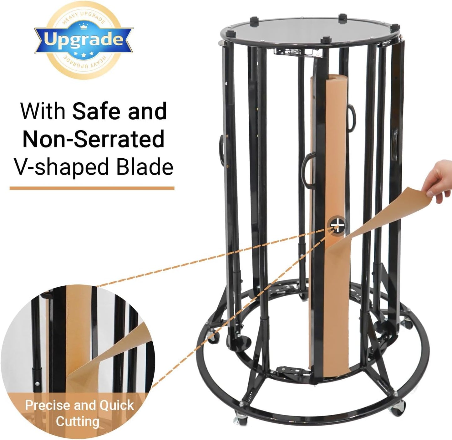Skiennix Paper Roll Dispenser Rack - Heavy Duty Mobile Steel Holder for Up to 36" Rolls | Ideal for Crafts, Gifts & Art