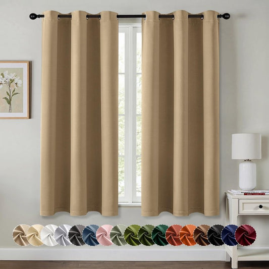 MIULEE Taupe Brown Blackout Curtains for Bedroom Living Room 54 Inches Long 2 Panels, Thermal Insulated Room Darkening Drapes Solid Grommet Noise Reduction Light Blocking Window Treatments 40x54 Inch