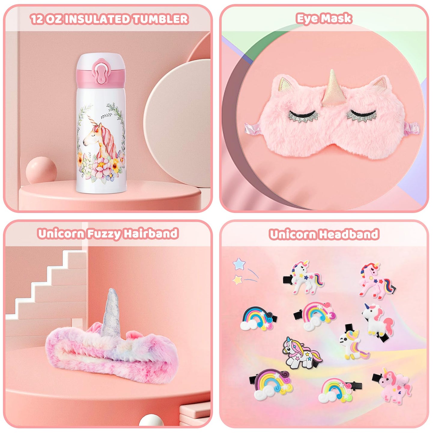Runeaoys Unicorn Toys for Girls Age 4-6 Easter Basket Stuffers Girl 5 6 7 8 9 10 Year Old Birthday Gifts with Unicorn Blanket Water Bottle Crossbody Bag Eye Mask
