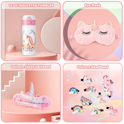 Runeaoys Unicorn Toys for Girls Age 4-6 Easter Basket Stuffers Girl 5 6 7 8 9 10 Year Old Birthday Gifts with Unicorn Blanket Water Bottle Crossbody Bag Eye Mask