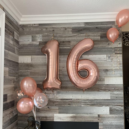 Rose Gold Foil Balloon Number 6 - 40'' Giant Self-Inflating Helium Balloon for Birthday & Graduation Celebrations