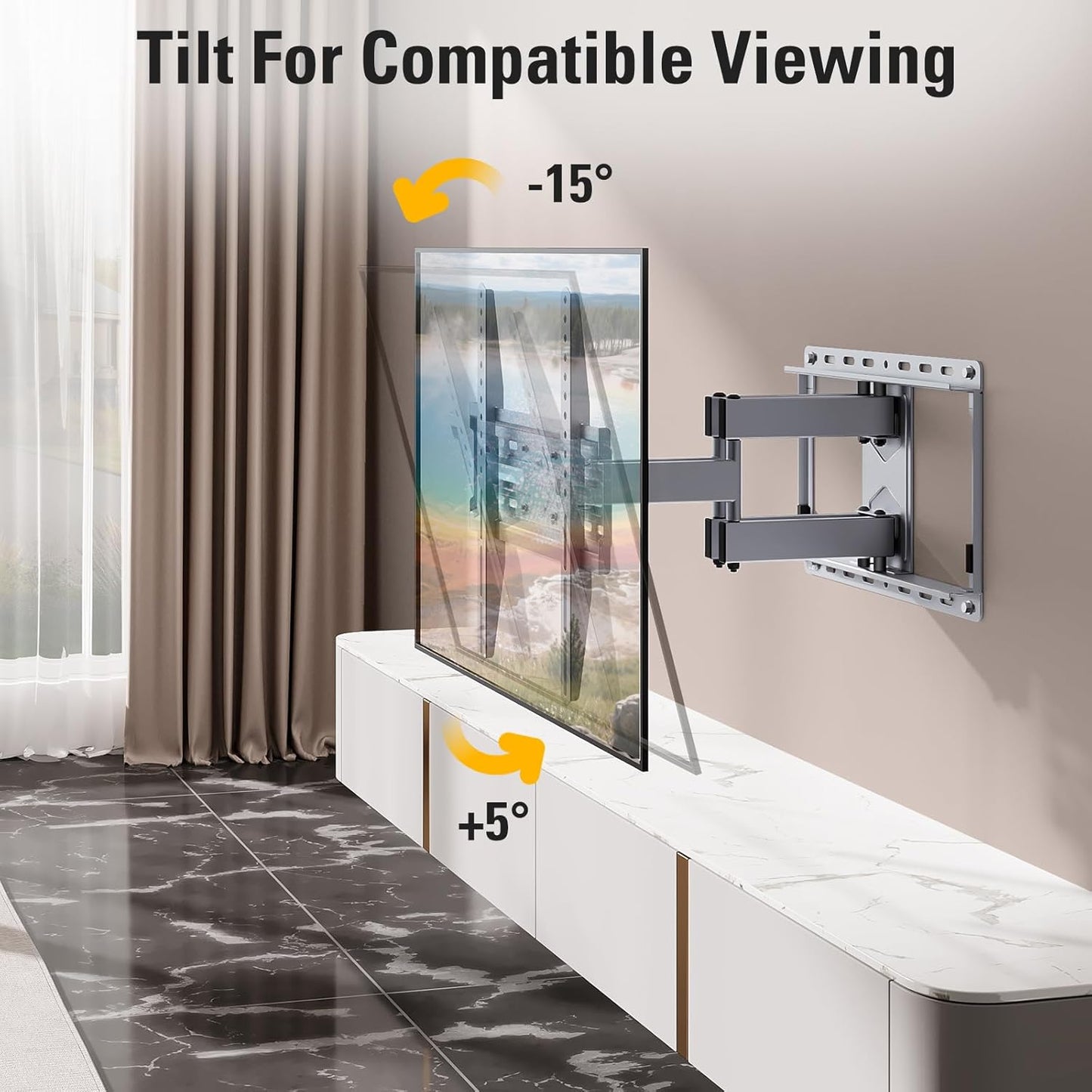 Mounting Dream TV Wall Mount - Full Motion Bracket with Swivel & Tilt for 32-65 Inch TVs | Max VESA 400x400 mm, 99 lbs Capacity