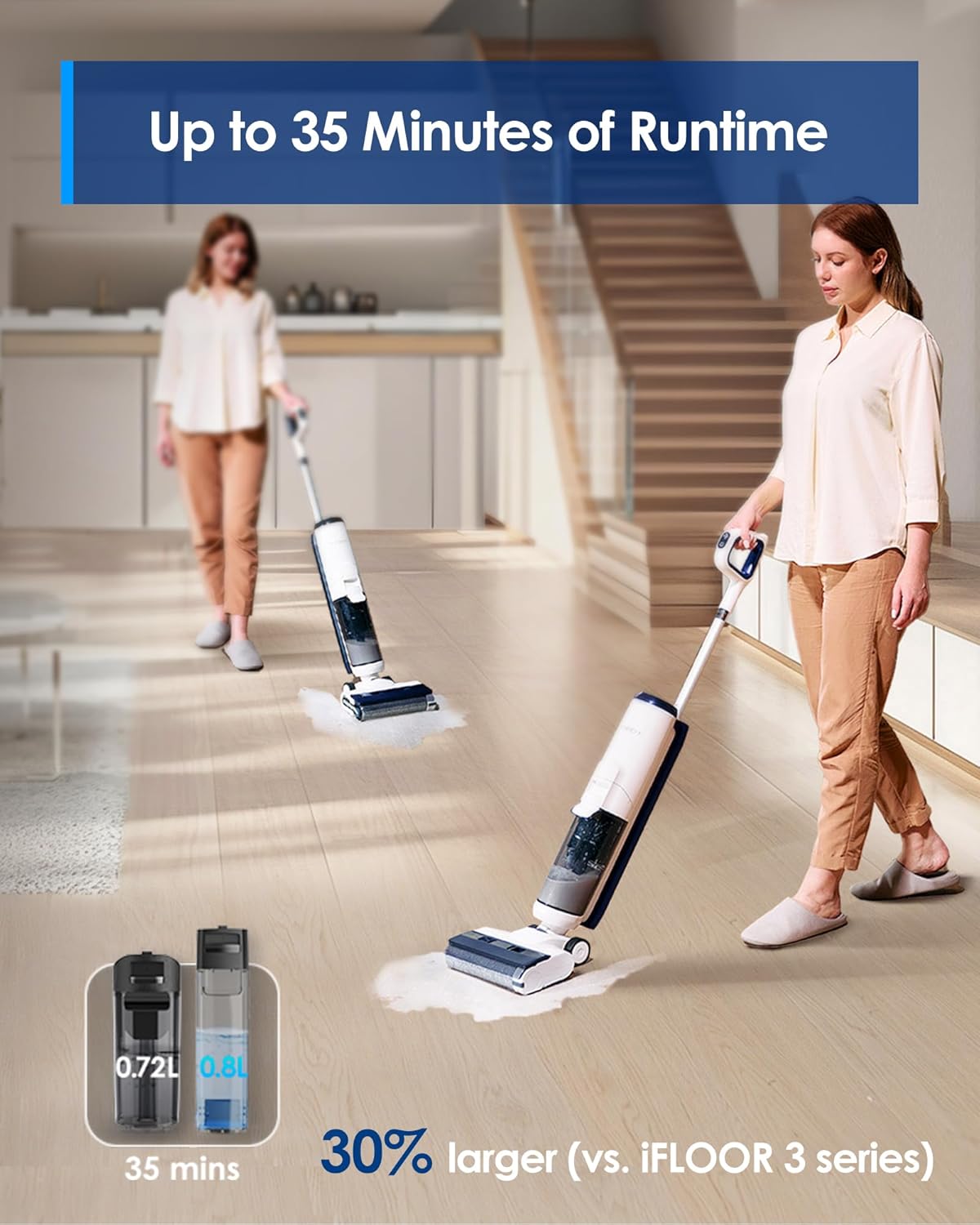 Tineco iFLOOR 5 Breeze Cordless Wet Dry Vacuum - One-Step Cleaning for Hard Floors | Lightweight & Self-Cleaning