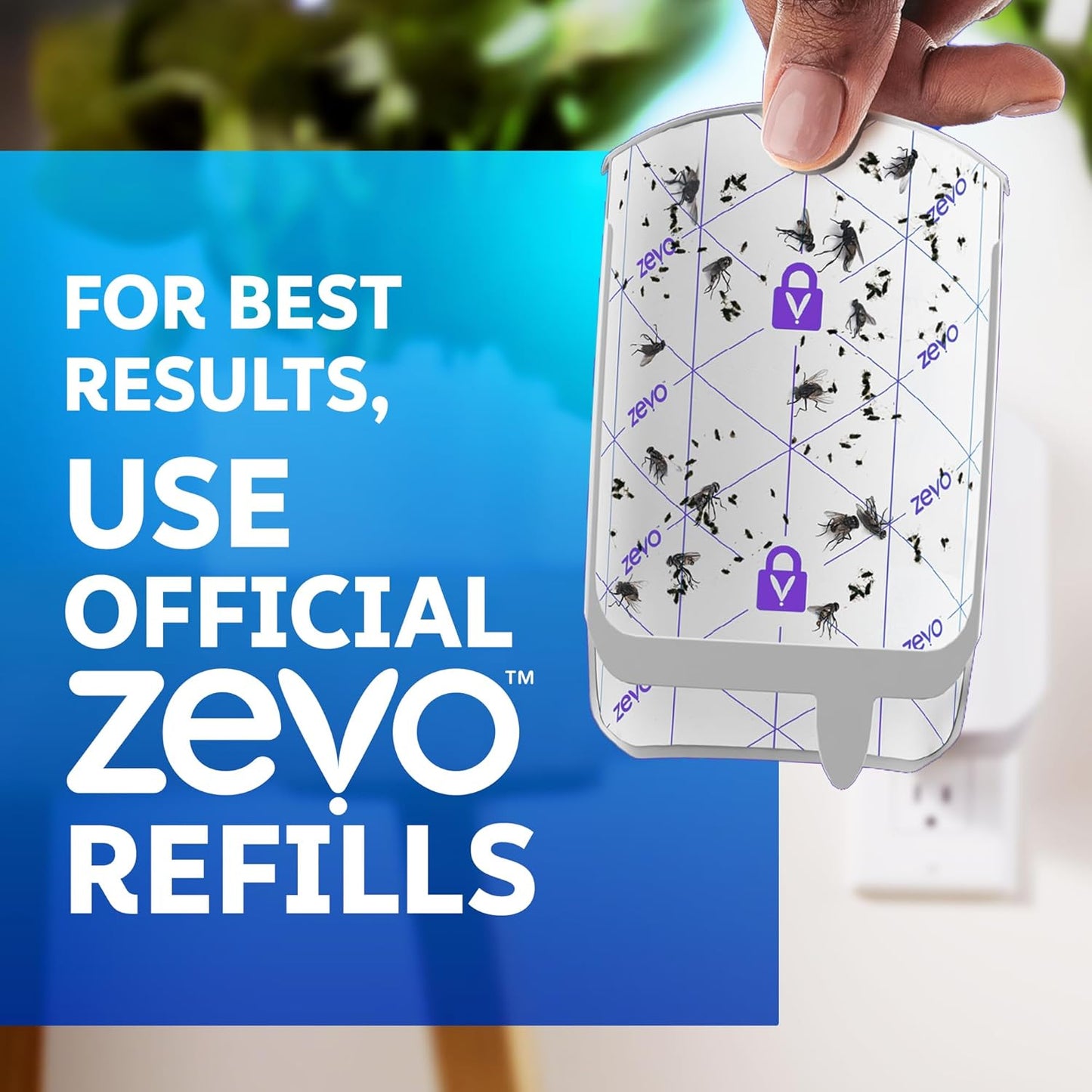 Zevo Flying Insect Trap Official Refill Cartridges - Fits Both Zevo Trap & MAX Indoor Fly Trap - Authentic Trap+Lock Technology to Catch Gnats, House & Fruit Flies (8 Official Refill Cartridges)