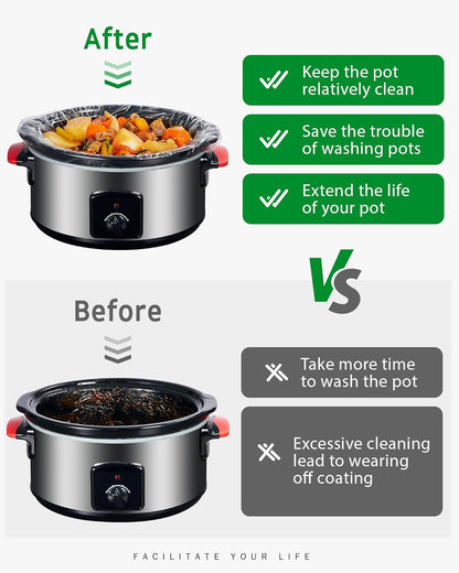 Syntus Slow Cooker Liners - 30 Count Disposable Cooking Bags for 3QT to 8QT Slow Cookers | 13"x21" Size