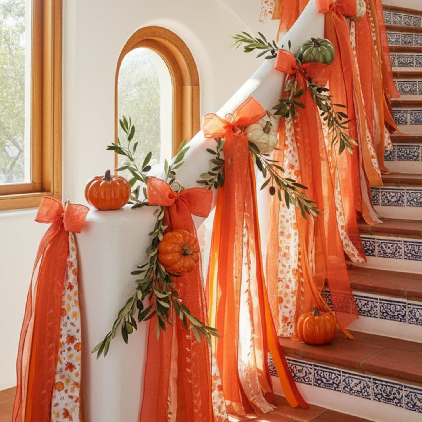 YKW 27" Fall Ribbon Wreath Bow - Large Autumn Decoration with Metal Clip for Thanksgiving | Indoor/Outdoor Use