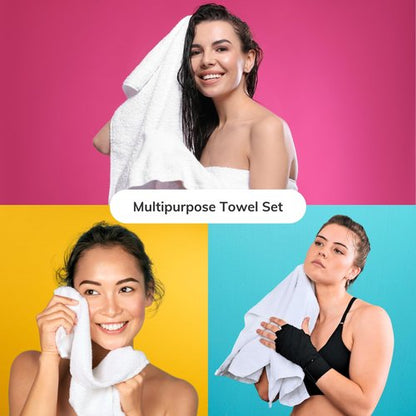 Infinitee Xclusives 6 Piece Premium Towel Set, 2 Bath Towels, 2 Hand Towels, and 2 Wash Cloths, 100% Ring Spun Turkish Cotton Highly Absorbent Towels for Bathroom, Gym, Hotel, and Spa (Bright White)