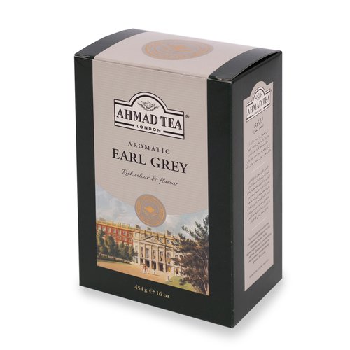 Ahmad Tea Black Tea, Earl Grey Aromatic Loose Leaf, 454g - Caffeinated and Sugar-Free