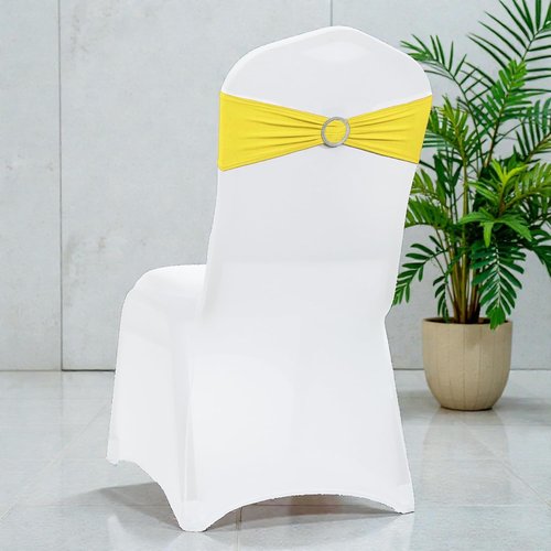 MDS Spandex Chair Sashes - Universal Fit Elastic Stretch Bands with Slider Bow | Pack of 250 - Yellow