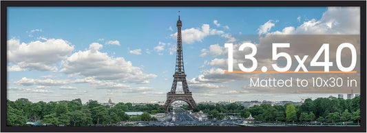 Upsimples 13.5x40 Picture Frame - Panoramic Wall Hanging Frame for 10x30 Photos, Black, 1 Pack