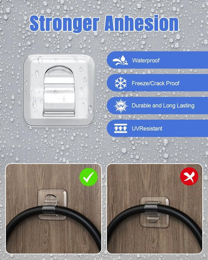 LZC Heavy-Duty Hooks for Outdoor String Lights - 25 Pack Clear Waterproof Adhesive Clips