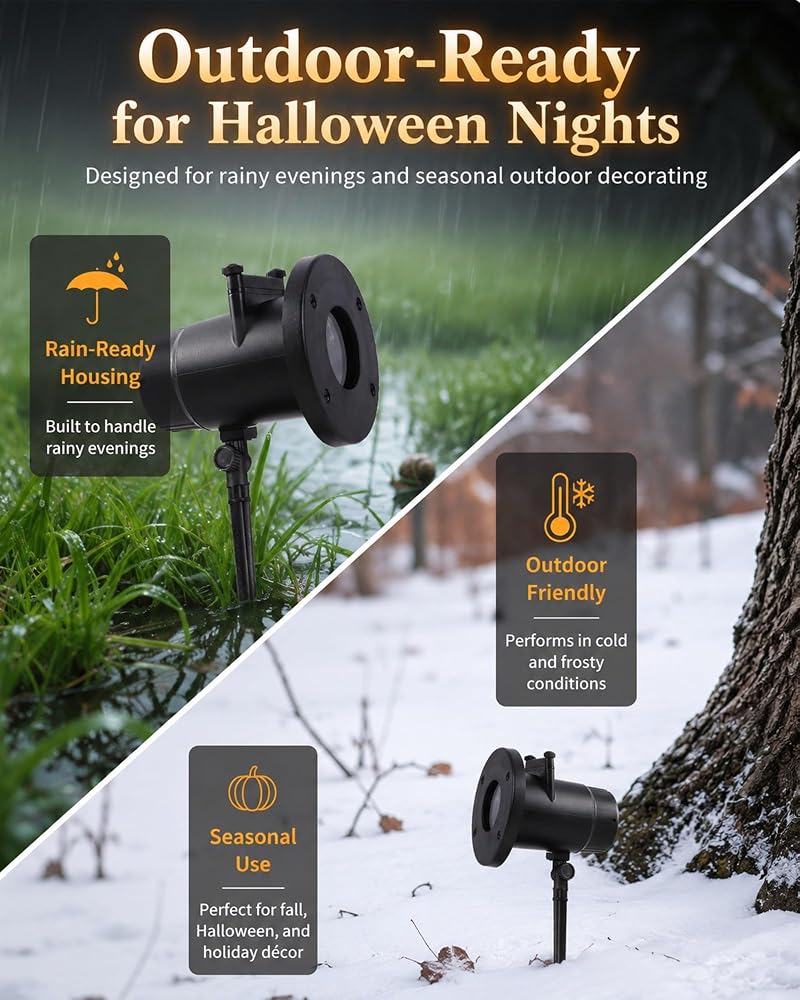 Halloween Projector - 10 HD Projection Slides, 32ft Wide Indoor/Outdoor Display, Ghosts, Witches & More (Variation of THIS listing: 0)