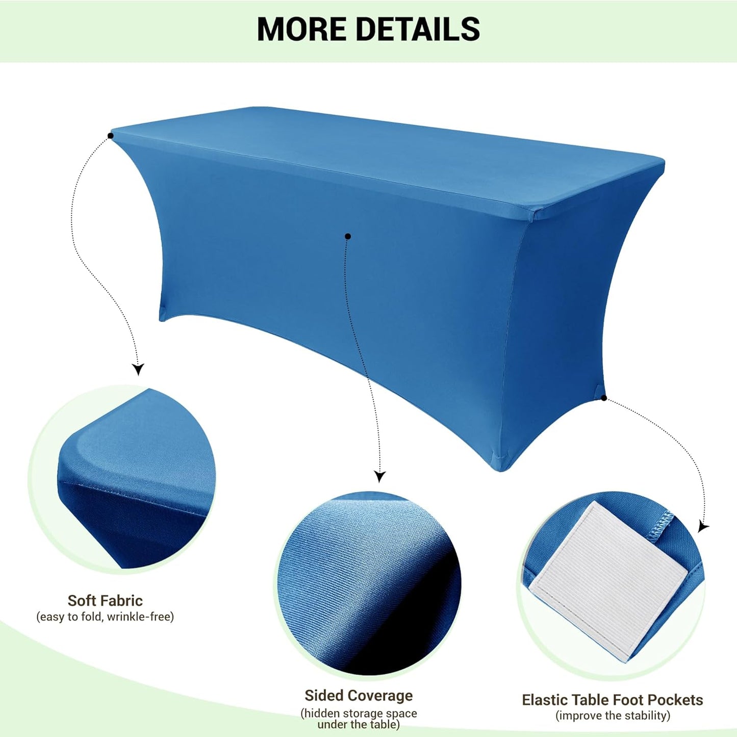 Obstal 6 Pack Stretch Spandex Table Covers - Fitted 6 FT Rectangular Tablecloths for Weddings & Parties | Aqua, 72" L x 30" W x 30" H