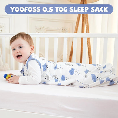 Yoofoss Baby Sleep Sack - 100% Organic Cotton Wearable Blanket | 2-Way Zipper, 12-18 Months, 3 Pack