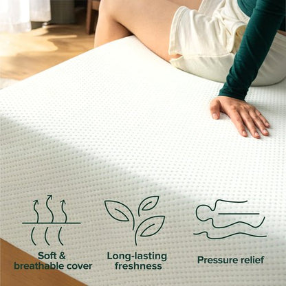 Zinus 12 Inch King Green Tea Memory Foam Mattress [New Version], Fiberglass Free, Medium Firm Feel, Zoned Pressure Relief, Certified Safe Foams & Fabric, Mattress in A Box