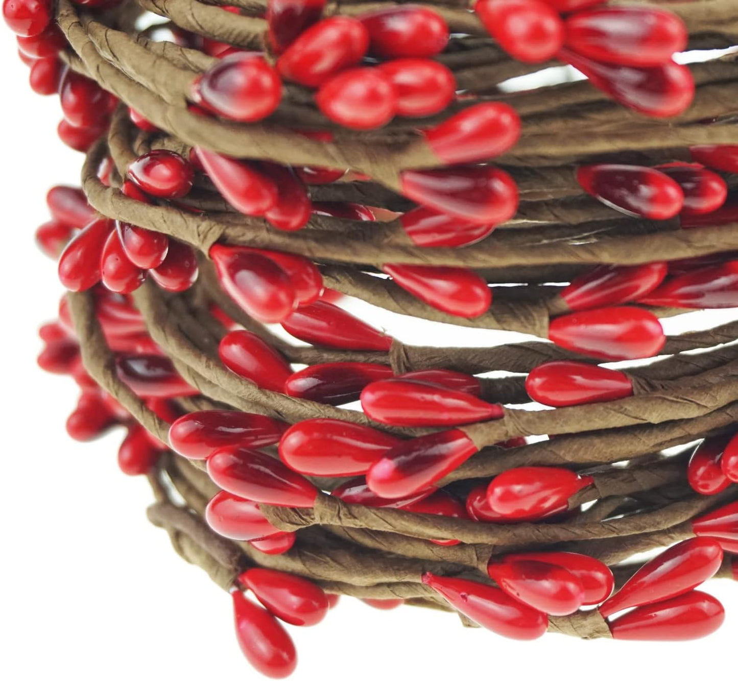 Saktopdeco Red Pip Berry Garland - Artificial Holiday Wreath with Holly Berries & Candle Rings