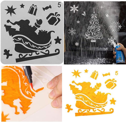 Skiennix Christmas Stencils - Reusable Plastic Craft Templates for Holiday DIY Decor | 5x5 Inch