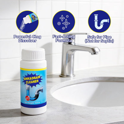 Regine Switzerland Drain Cleaner Powder - Powerful Clog Remover for Kitchen & Bathroom Sinks | 4 Pack