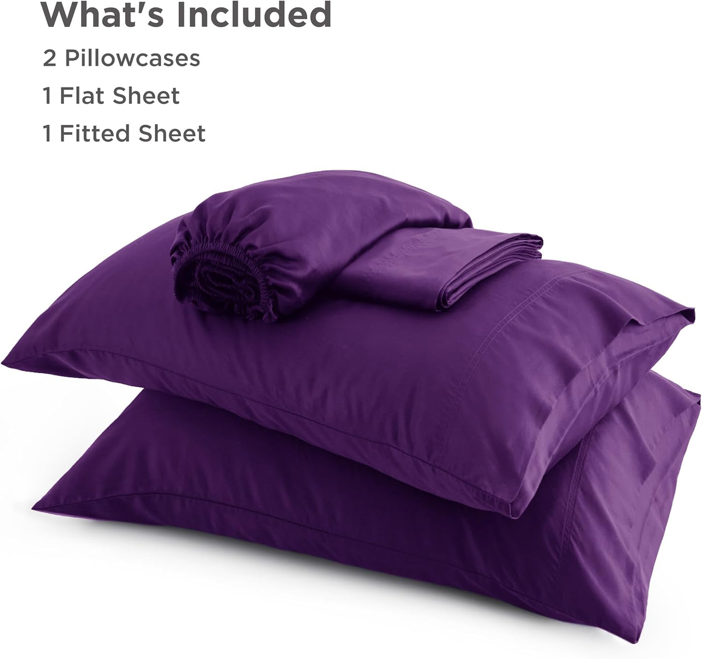 Bedsure Cooling California King Sheet Set - Breathable Rayon from Bamboo, Soft & Luxurious, Deep Pocket, Plum
