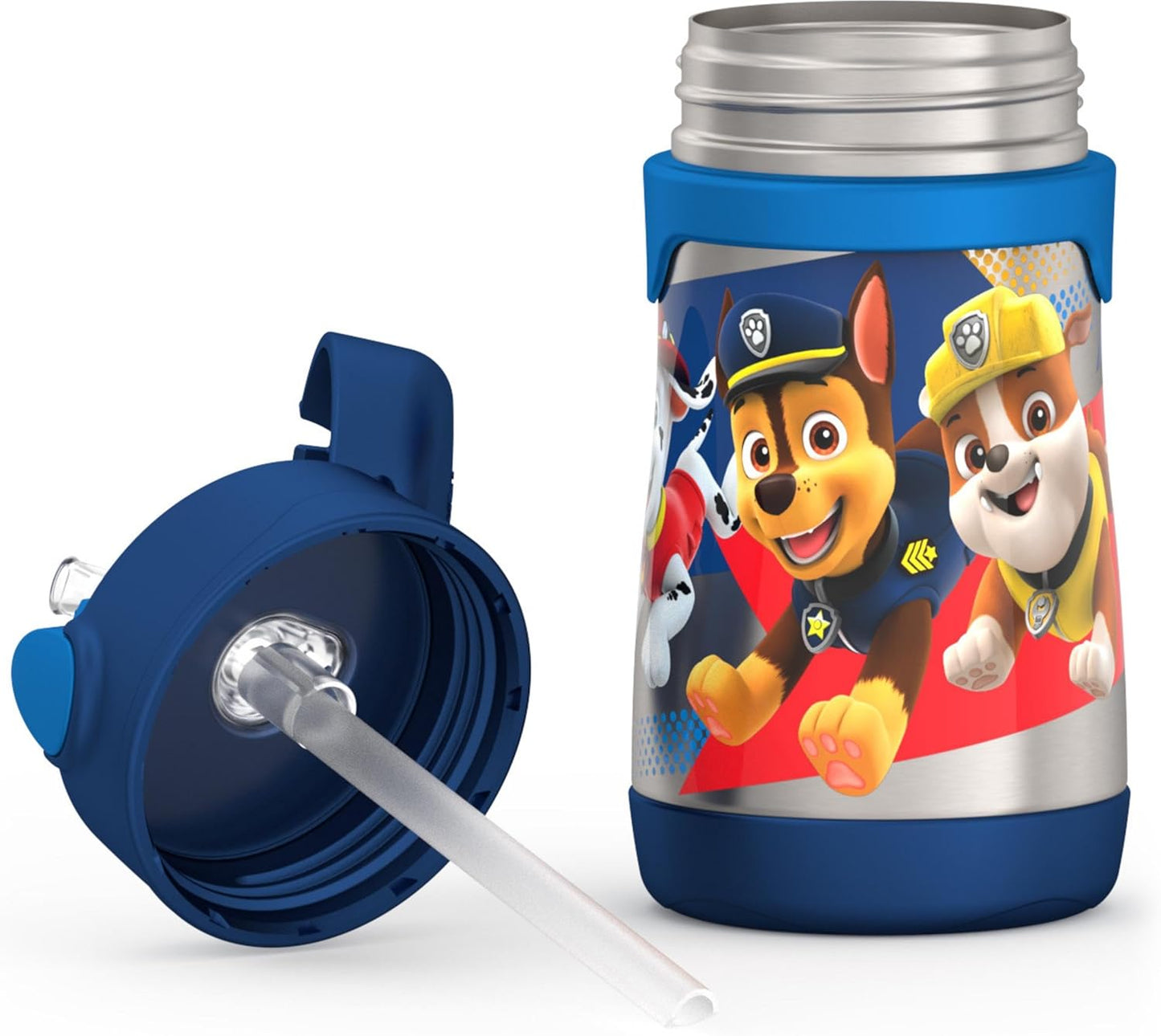 THERMOS Vacuum Insulated Straw Bottle - 10oz Stainless Steel | PAW PATROL Design for Kids