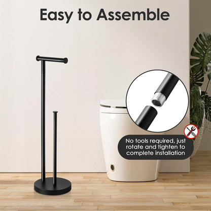 Skiennix Toilet Paper Holder Stand - Rustproof Free Standing Design with Large Reserve & Thick Base