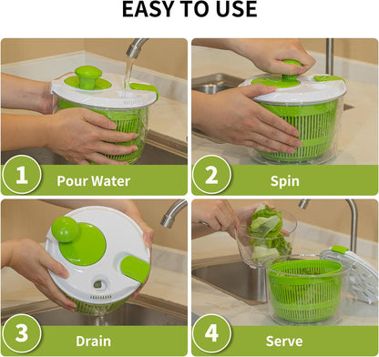 Skiennix Salad Spinner - 3 QT Fruit and Vegetable Washer with Bowl & Mesh Basket for Easy Drying