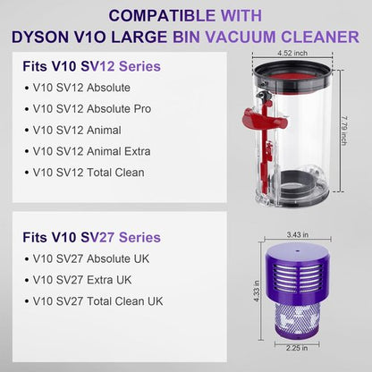 Dyson Large Bin Replacement & Filter | Compatible with V10 SV12 Animal & Absolute Models
