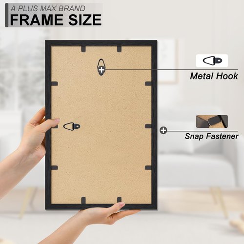 A PLUS MAX 11x17 Picture Frame, Black Engineered Wood Frame for 11 x 17 Inch Picture Poster Photo, Light Weight 11 by 17 Frame with Wood-grain for Wall - 1 Pack/Black/11 x17