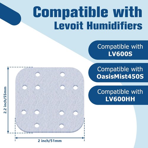 Funmit 20 Pack Humidifier Replacement Filters for LEVOIT, Mineral Absorption Pad Compatible with LV600S, LV600HH, OasisMist450S