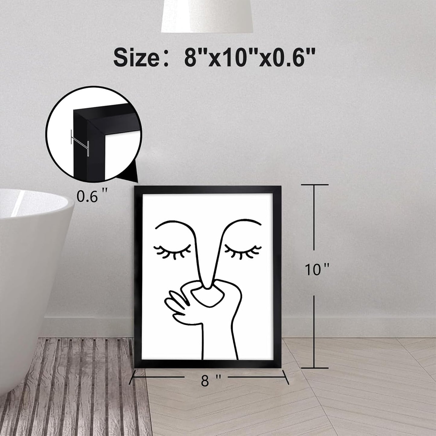 TWNSLLA Bathroom Wall Art - Funny Black and White Decor for Guest Toilets | 8"x10" Framed Print