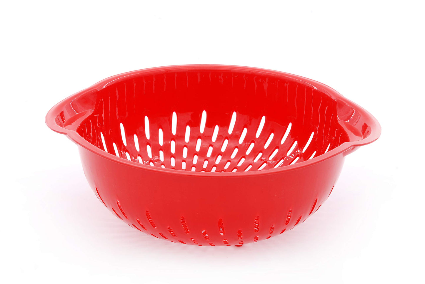 Mintra Home Mixing Bowl w/Colander (Large 4.5L, Red) - For Washing & Draining Fruits And Vegetables - Heavy Duty Plastic for Baking, Cooking Supplies - Dishwasher Safe