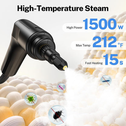 ODSD Steam Cleaner - 3-Level Adjustable Handheld Steamer for Home & Car | 15s Heat-Up, 1.6L Tank, 15 Accessories