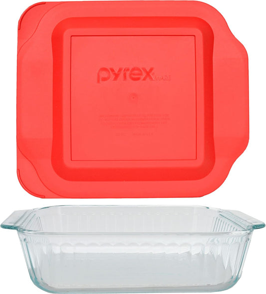 Pyrex 2qt Glass Baking Dish with Red Food Storage Lid - Durable & Made in USA