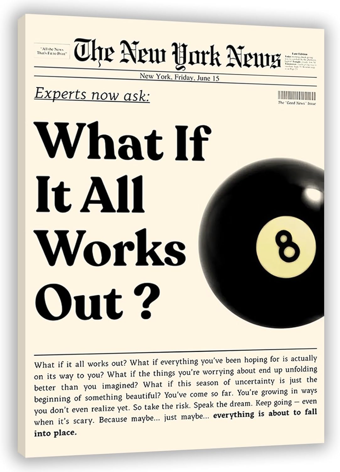 **What If It All Works Out | Black Canvas Wall Art - Inspirational Quotes & Positive Affirmations | 12x18 in**