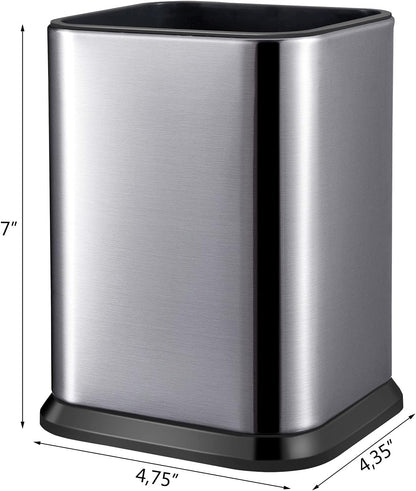 RedCall Stainless Steel Kitchen Utensil Holder - Modern Rectangular Organizer for Countertop | Large Silver Caddy