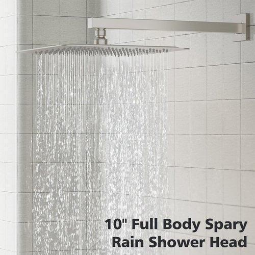 Gabrylly Shower System Brushed Nickel, Rain Shower head with handheld Shower Spray Combo, Rainfall Shower Faucet Set Complete, High Pressure 10" Stainless Steel Shower Valve Set