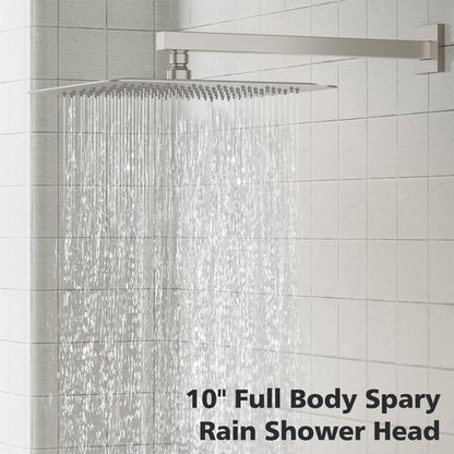 Gabrylly Shower System Brushed Nickel, Rain Shower head with handheld Shower Spray Combo, Rainfall Shower Faucet Set Complete, High Pressure 10" Stainless Steel Shower Valve Set