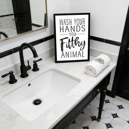 XRNDUYZP Black and White Bathroom Canvas Wall Art - Funny Quotes Poster Print for Kids' Washroom | 8x10 in