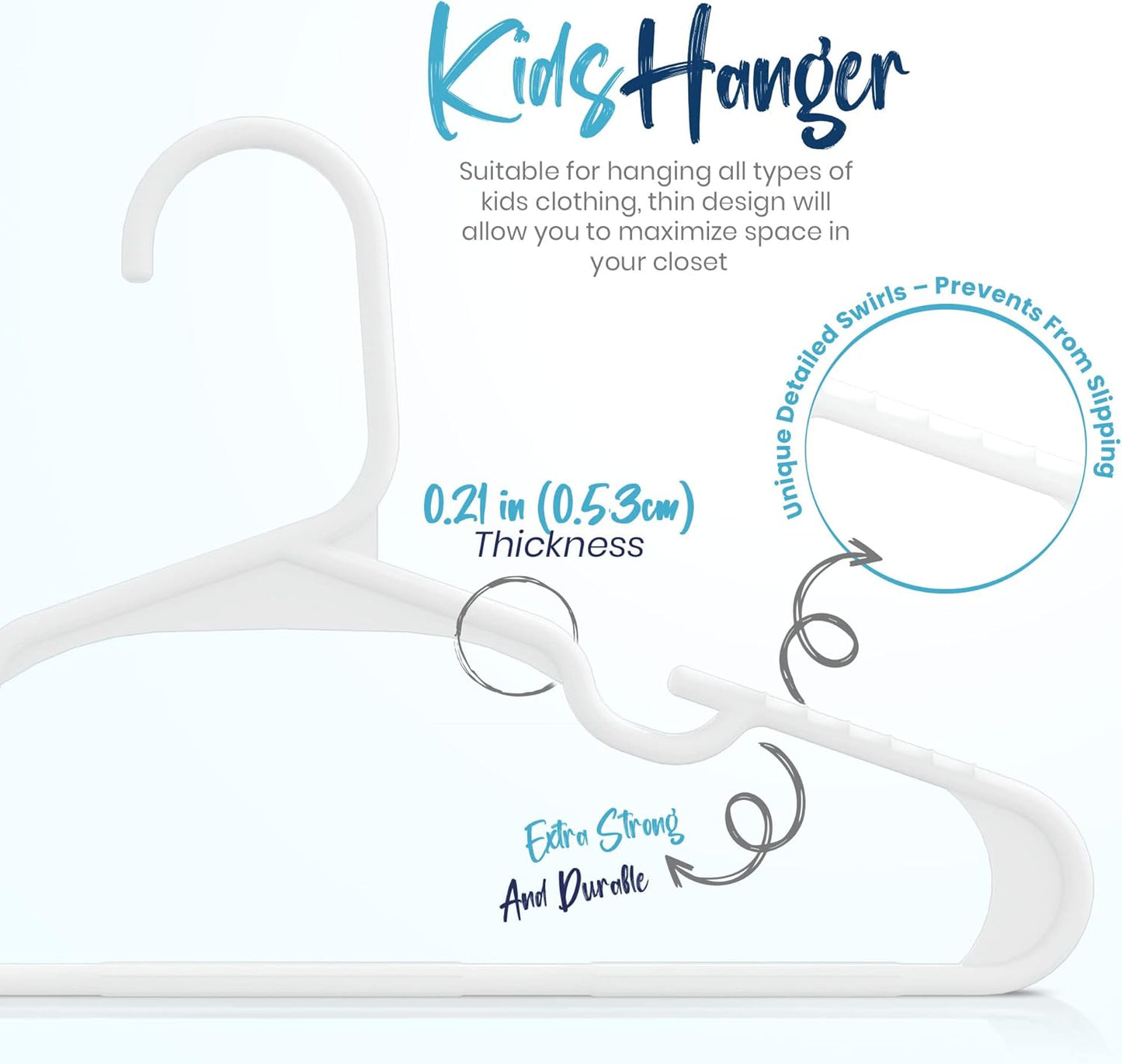 Utopia Home Kids Hangers - 60 Pack 11.5 Inch Plastic Baby Hangers for Closet | White Childrens Hangers