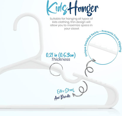 Utopia Home Kids Hangers - 60 Pack 11.5 Inch Plastic Baby Hangers for Closet | White Childrens Hangers