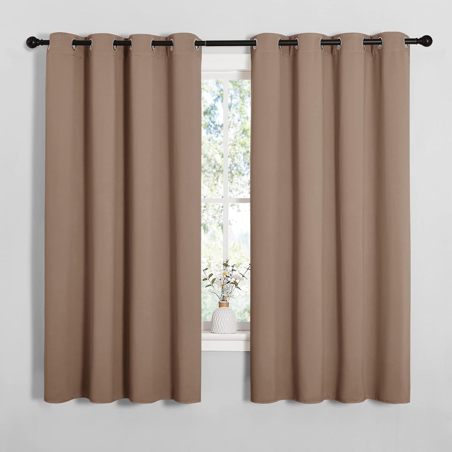 NICETOWN Blackout Window Curtains - Thermal Insulated Drapery Panels | Set of 2, 55x68 Inches, Cappuccino