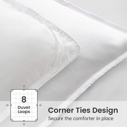 EASELAND Down Alternative Comforter - Cozy Queen Size Quilted Duvet Insert for All Seasons | Pure White 88x88
