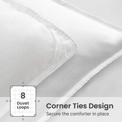 EASELAND Down Alternative Comforter - Cozy Queen Size Quilted Duvet Insert for All Seasons | Pure White 88x88