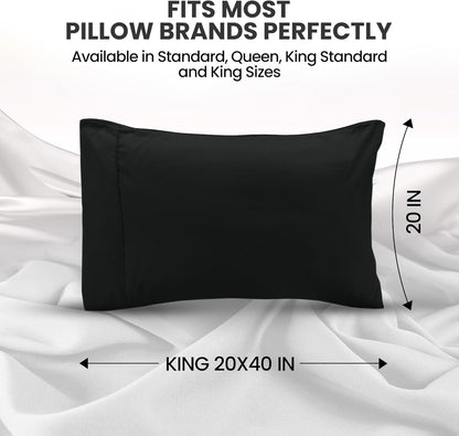 Utopia Bedding King Pillow Cases | Soft Brushed Microfiber - 2 Pack, Fade Resistant, 20 x 40 Inches - Black
