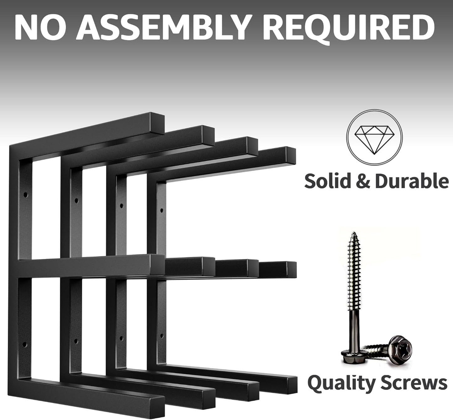 YYR Wood Organizer - Heavy Duty Metal Lumber Storage Rack | 6-Level Wall Mount, Holds 1200 LBS - Black