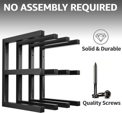 YYR Wood Organizer - Heavy Duty Metal Lumber Storage Rack | 6-Level Wall Mount, Holds 1200 LBS - Black