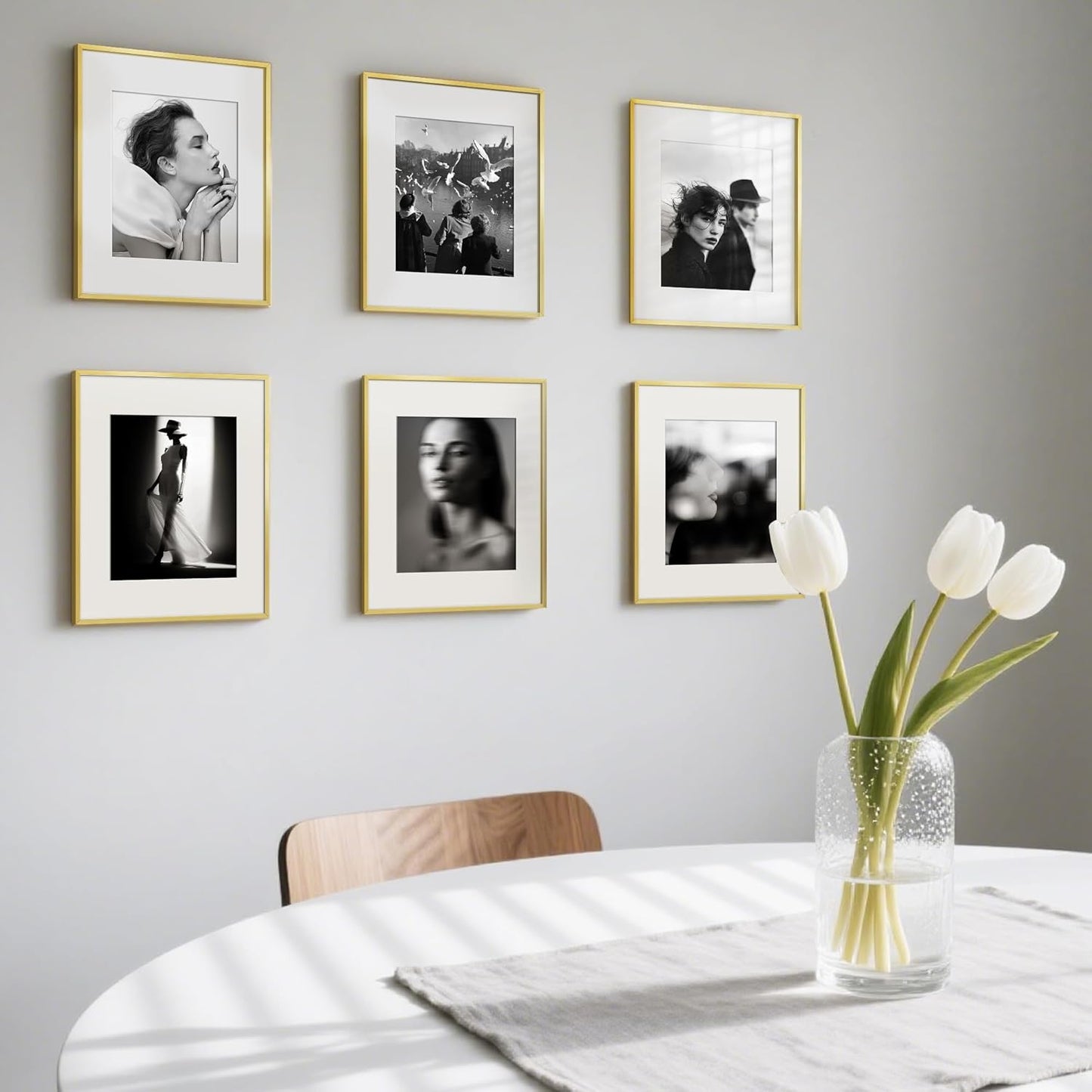 Upsimples Aluminum Picture Frame - Gold 11x14 for 8x10 Photos with Mat | Wall Hanging Design