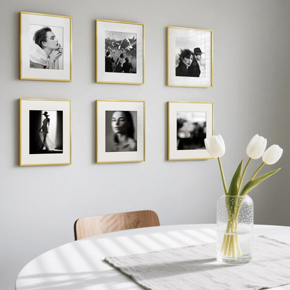 Upsimples Aluminum Picture Frame - Gold 11x14 for 8x10 Photos with Mat | Wall Hanging Design